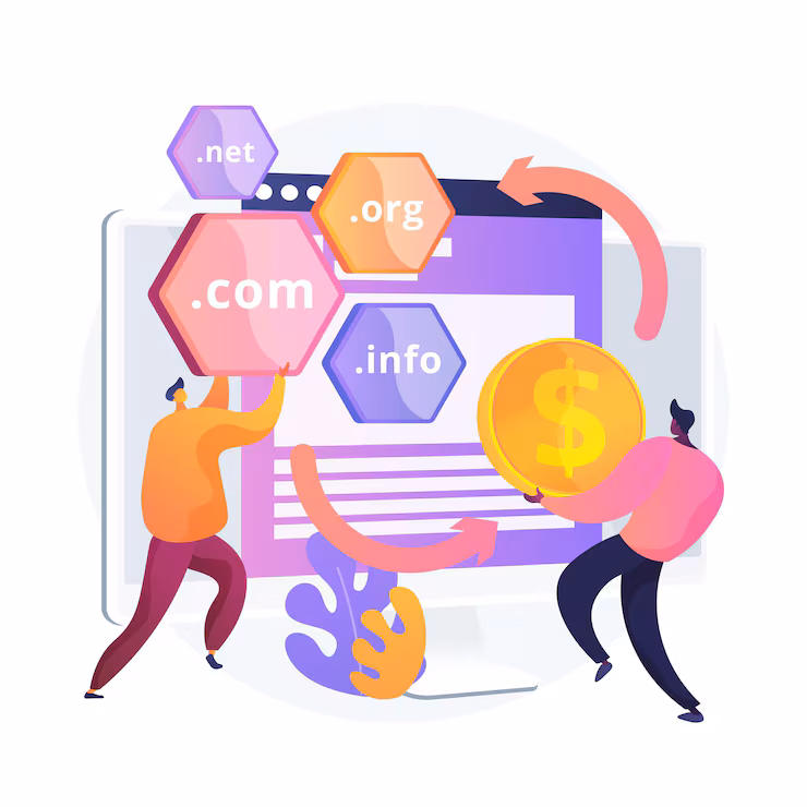 Domain flipping concept: changing domains, buying and selling website names for profit.